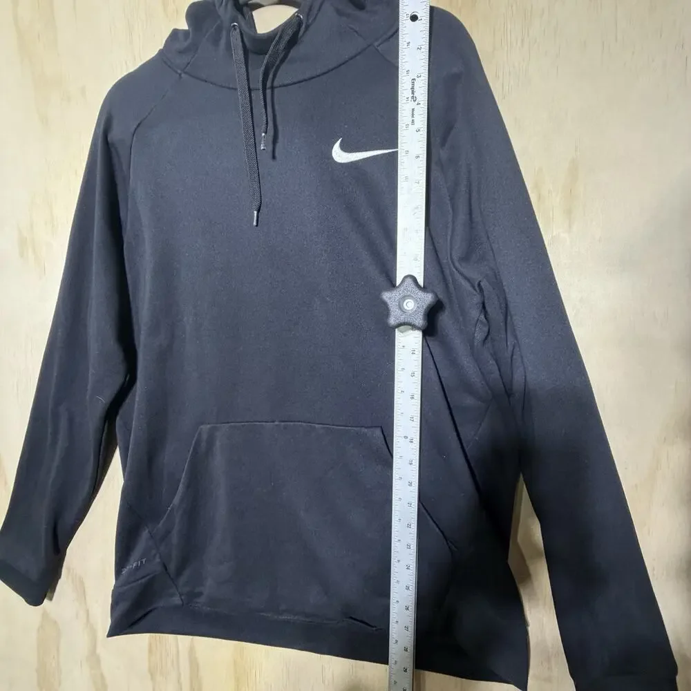 Nike Dri-Fit Hoodie Sweatshirt Black‎ Pullover Athletic Training Men’s L